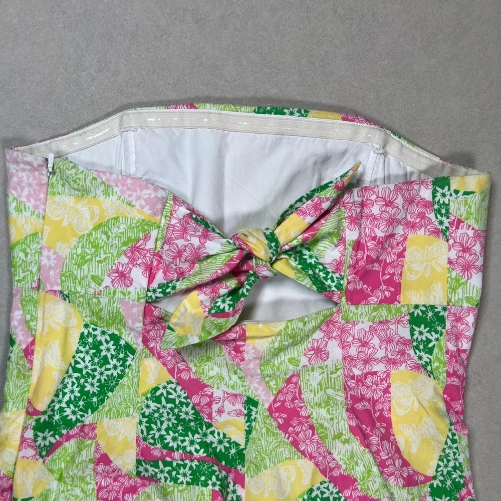 Lilly Pulitzer Franco Multicolor Strapless Dress Sz 6 Tie Back Floral Summer - Picture 4 of 9